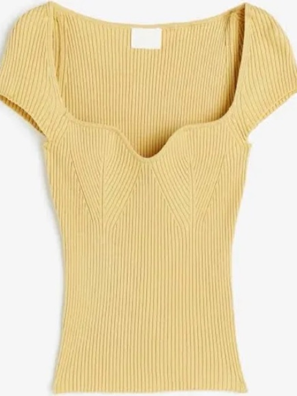 H&M yellow sweetheart neck ribbed top